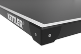 Close-up of a Kettler table tennis table corner on a white background