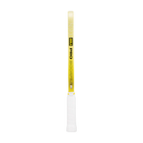 White and yellow tennis racket on a white background