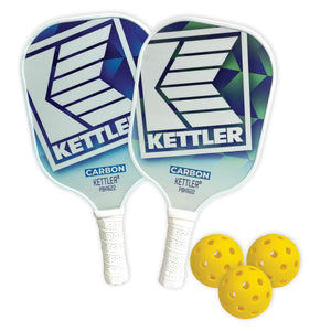 KETTLER Carbon Tech Pickleball Set - 2 Paddles, 3 Balls and a Convenient shoulder bag