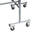 Metal trolley with wheels on a white background